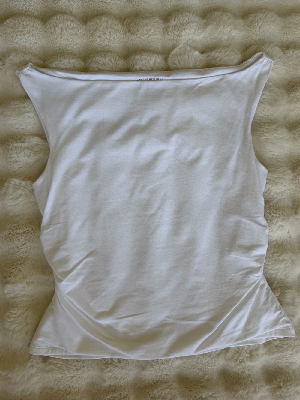 Banana Republic White Off-Shoulder ruched Sleeveless Tank | M